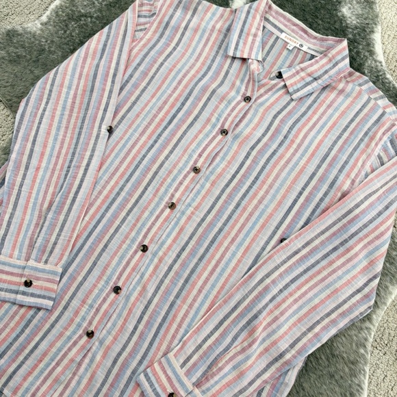 Sundry Button Down Striped Oversized Shirt - Picture 6 of 12